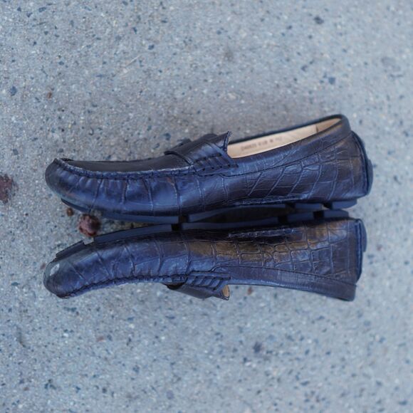 Cole Haan Croc Patent Leather Driving Loafers 6.5 Mocs Black D40925 - Picture 12 of 12